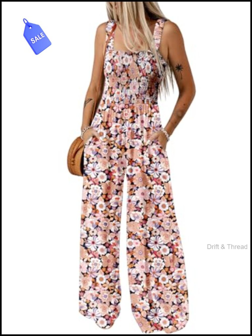 Dokotoo Sleeveless Wide Leg Jumpsuit with Pockets Casual Summer One Piece